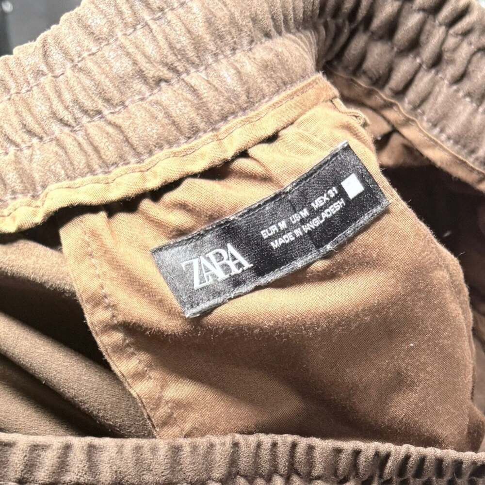 Zara Brown Soft Touch Wide Leg Drawstring Trousers Size M - Picture 6 of 6